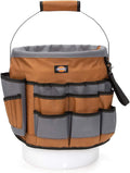 Dickies 35-Pocket 5-Gallon Bucket Organizer With Drill Holster, Padded Handle, and Tape Tether, for Contractors and Painters