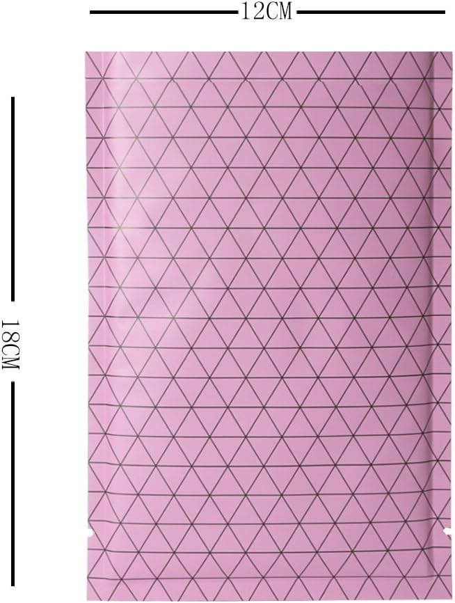 100 PCS 4 Mil Thick Open Top Heat Seal Bags, PET+AL+PE Mylar Bags with Easy Tear Notch, Resealable Heat Sealable Pouch for Food Storage, Packaging, Not Vacuum Bags (Pink, 12 * 18CM/4.7"*7.1")