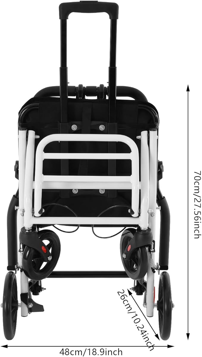 Lightweight Foldable Transport Wheelchair, Portable Transit Travel Wheelchair, Mobility Scooters for Seniors, Aluminum Wheel Chair, Portable Foldable Trolley for Homes