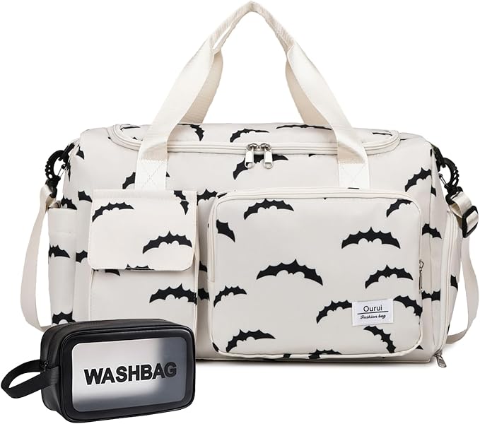 Small Gym Bag for Women, Travel Duffle Bag Carry On Weekender Bag with Shoe Compartment
