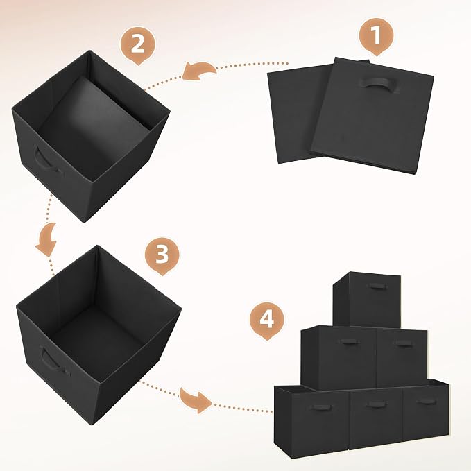 STORAGE MANIAC Storage Cubes, 13 Inch Collapsible Storage Bins with Handles, 10 Pack Fabric Foldable Bins for Organization, Durable Storage Bins for Closet, Shelves, Offices, 10-Pack Black