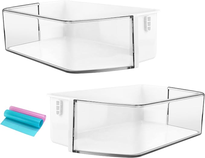 DA97-12650A(RIGHT) & DA97-12657A(LEFT) Refrigerator Door Shelf Replacement 2 PCS Set Fit for Sam-sung RF260, RF261, RF26H Fridge Freezer Door Basket Bin by Fetechmate - 1 Year Warranty