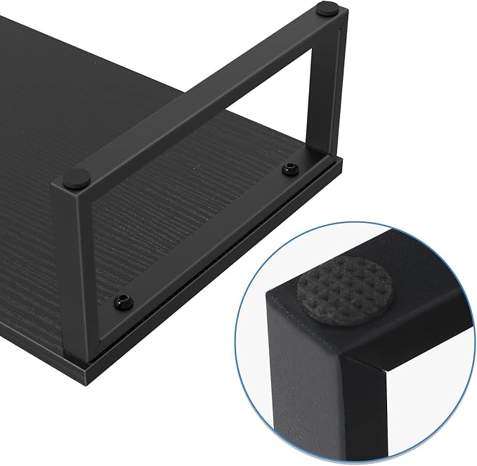 Monitor Riser 2 pack Monitor Stand for Desk Wood, Black | Laptop Stand Riser Wood, Computer Stand for Desk Shelf, for Office Laptop, Desktop Organizers, Easy Installation