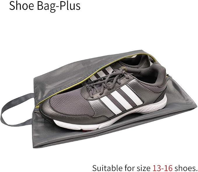 pack all Plus-Sized Shoe Bag for Travel, Water-Resistant Shoe Pouch for Gym, Odor-Resistant Soccer Cleats Bag for Sport (Grey, 2-Pack)