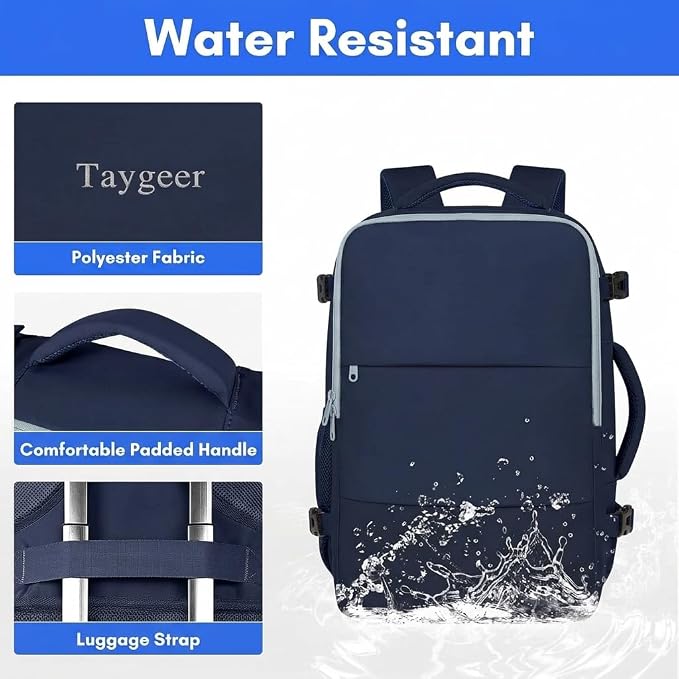 Taygeer Personal Item Backpack for Women, 35L Travel Backpack | Carry on bag with Laptop Compartment & Water Bottle Pocket, Lightweight Work Back pack for Weekend Business, Gifts, Ink Blue