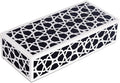 Handicrafts Home Decorative Storage Box with Lid, Black and White Moroccan Zellij Box, Coffee Table Remote Organizer, Geometric Keepsake Box for Living Room, Shelf & Hallway Decor, Zellij 10x4.5x2.5