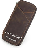 CONTACTS Personalized Pencil Case for 4 Full Grain Leather Zipper Pen Holder Custom Engraved Name Pens Pouch by Handmade