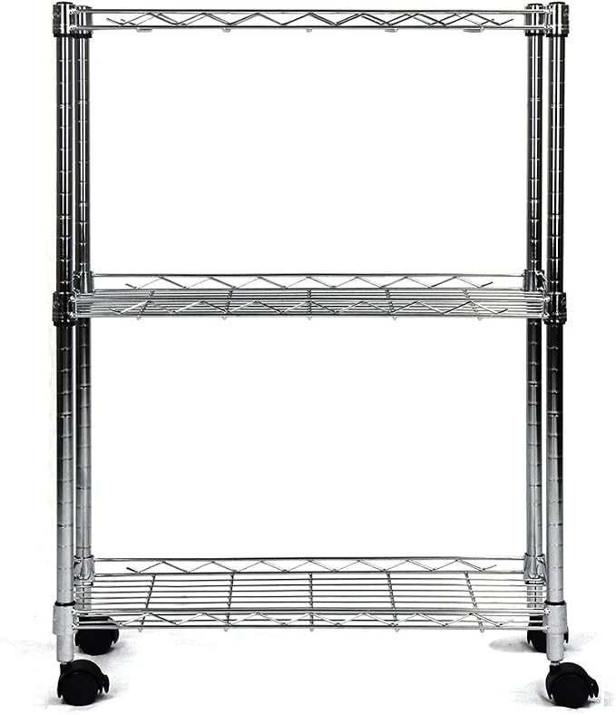 Oceanstar 3-Tier Shelving All-Purpose Utility Cart, Chrome