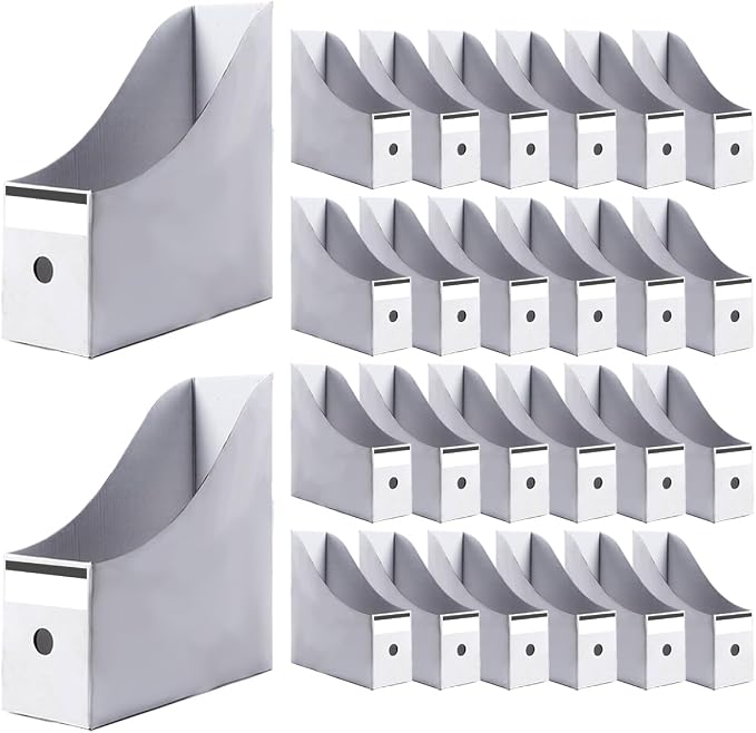 Kraft Magazine File Holder Document Folders Organizer 24 Pack | Vertical Cardboard Paper File Divider Box, Desk Label Pocket Folders, Office Home Desktop Desktop Stationery Containers