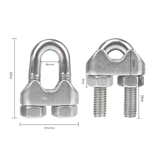 YAMASO 10PCS 1/4 Inches M6 Stainless Steel Wire Rope Cable Clip Clamp