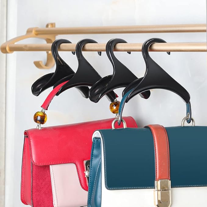 Purse Hanger for Closet Rod - Handbag Storage Organizer - Acrylic Hangers for Hanging Purses, Backpacks, Satchels, Crossovers, Totes (4 Pack)
