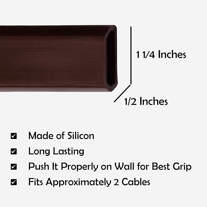 TV Cord Hider – Flexible Wall Cord Cover Slim Design Silicone Cable Raceway - Self Adhesive, Cut to Size Design for Hiding Wires on Wall - Clean Home Setup Cable Concealment (Dark Brown, 6 Feet)