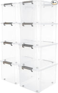 Citylife 58.1 QT Plastic Storage Bins with Latching Lids Stackable Storage Containers for Organizing Large Clear Storage Box for Garage, Closet, Kitchen, 8 Packs