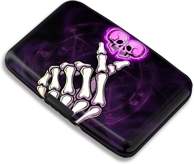 Maicican RFID Blocking Aluminum Credit Card Holder | Slim Metal Wallet for Women & Men, Business Card Case for Travel, Fits Front Pocket, Card holder wallet - Skeleton Love