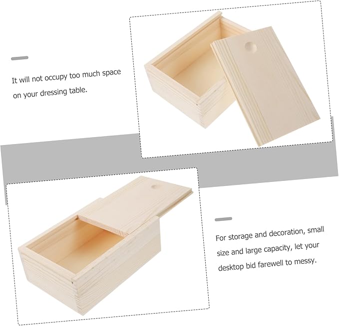 COHEALI 2pcs Quality Pine Storage Box Wooden Type Organizers Decorative Decor Chest