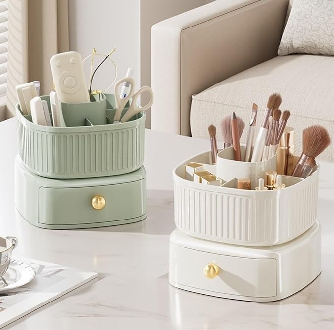 Makeup Organizer Home Desktop Light Luxury Storage Box Living Room Bedroom Large Capacity Storage Bucket Plastic Advanced Multi-functional Cosmetics Storage Box for Jewelry Hair Accessories Skincare O