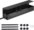 POCHAR Under Desk Cable Management Tray, 16.5" Extended Wire Organizer | Slim 3" Profile Steel Power Strip Holder, Screw-Mount Cord Hider for Wide Standing Desk Home Office