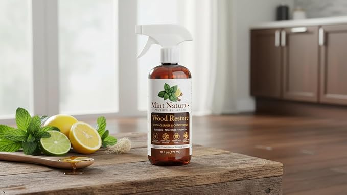 Natural Wood Cleaner & Furniture Conditioner - Plant-Based 16oz | Made in USA by Mint Naturals