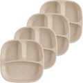 Re-Play Toddler Plates with Dividers - Deep-Walled 3 Compartments Divided Plates for Kids - Dishwasher & Microwave Safe - Made in USA - Set of 4-7.37" x 7.37" x 1.25" - Sand