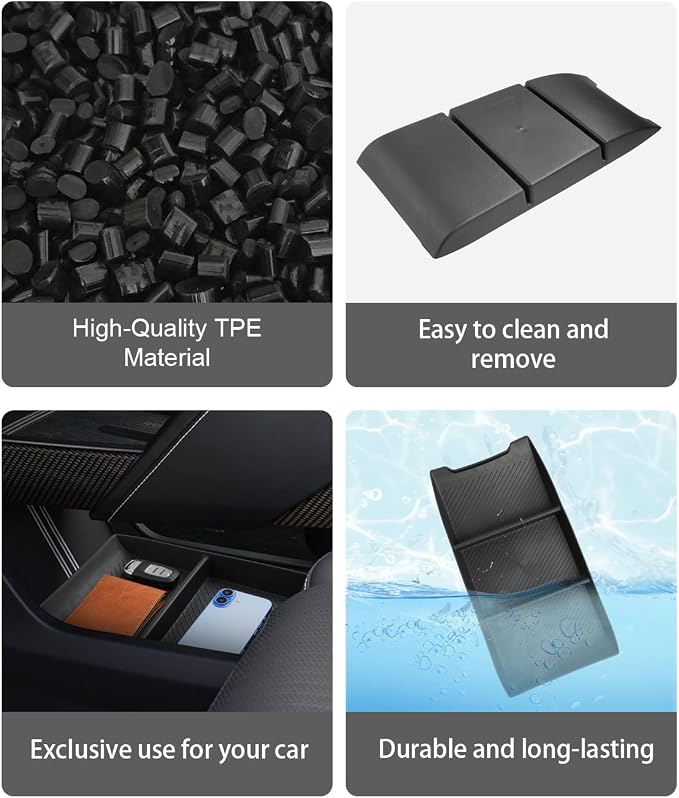 CDEFG for 2026 Cadillac Vistiq Center Console Organizer Lower Storage Tray | for 2026 Cadillac Vistiq Accessories Lower Console Floor Storage Box Silicone Material