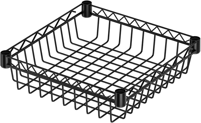 Golpart Basket Shelves Closet Rack with Wheels Metal Pantry Wire Shelf Unit | 6 tier Storage Rolling Shelving Bathroom Organizers Kitchen Garage Laundry Room Organization Home 13.6"Dx13.6"Wx63"H Black
