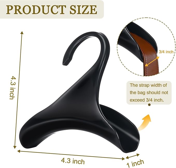 Bag Hanger, 12 Pcs Black Purse Hangers for Closet, Handbag Hangers for Closet, Handbag Organizer Hooks, Bag Organizer Hanging Hooks for Backpacks Satchels Tote Bag Home Storage (Black)