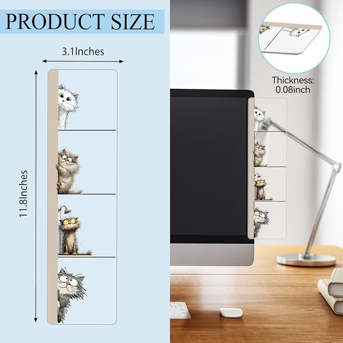 Computer Monitor Memo Board, Sticky Note Holder, Monitor Side Note Board, Acrylic Desk Organizer with 100Pcs Notes for Office Worker Men Women, Home Desktop and Office Desk