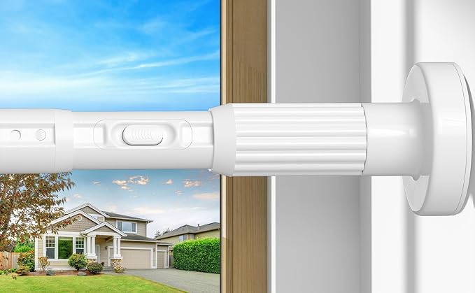 White Heavy Duty Tension Shower Curtain Rod 41-67 Inches for Bathroom, Window, Adjustable Spring Rod for Closet, Doorway, No Drilling,One-bond stretching