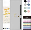 Sooez Aesthetic 8 Pocket Accordion File Organizer, Pastels Expanding File Folder for Important Document with Labels, Portable Receipt Bill Organizer for Office School Supplies, Letter Size Light Grey