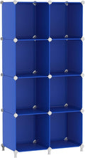 AWTATOS Cube Storage Organizer, 8 Cube Closet Organizers Stackable, Blue | Portable Closet Storage Cube Shelves, DIY Plastic Bookshelf Clothes Organizer Shelving for Bedroom, Home Office