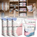 5 Pcs No-Pump Vacuum Storage Bags, Pump-Free Large Capacity Vacuum Storage Bags, Large Vacuum Compression Bags without a Pump for Clothes Bedding Comforters Off-Season Gear (M+L, 5PCS)