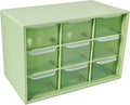 Small Drawer Organizer for Desk, 7.1" x 3.8" x 4.6" Mini Desktop Drawer Organizer with 9 Clear Drawers, Compact Craft & Office Supplies Organizer for Home School (Green)