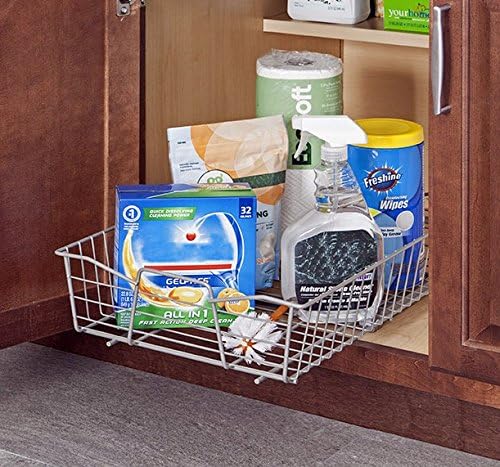 ClosetMaid 14 in. Pull Out Cabinet Organizer, Heavy Duty, Slide Out Pantry Shelves Drawers for Kitchen, Bathroom, Nickel