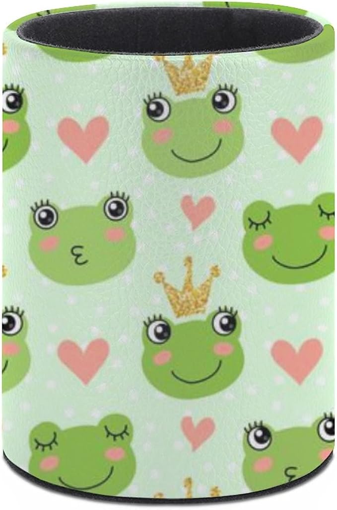 Cute Frogs Pen Holder Pencil Cup for Desk Organizer | Cute Makeup Brush Holder PU Multifunctional Office Suppliesfor Decor Home Classroom School