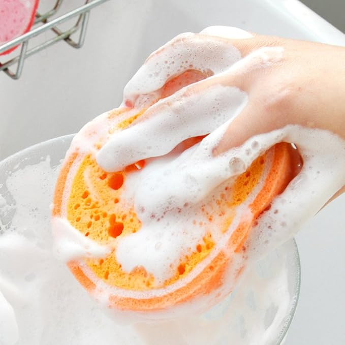 Best Kitchen Dish Washing Cloths Fruit Section of Thicker Sponges Scrubber Cleaning Sponge Scouring Pad
