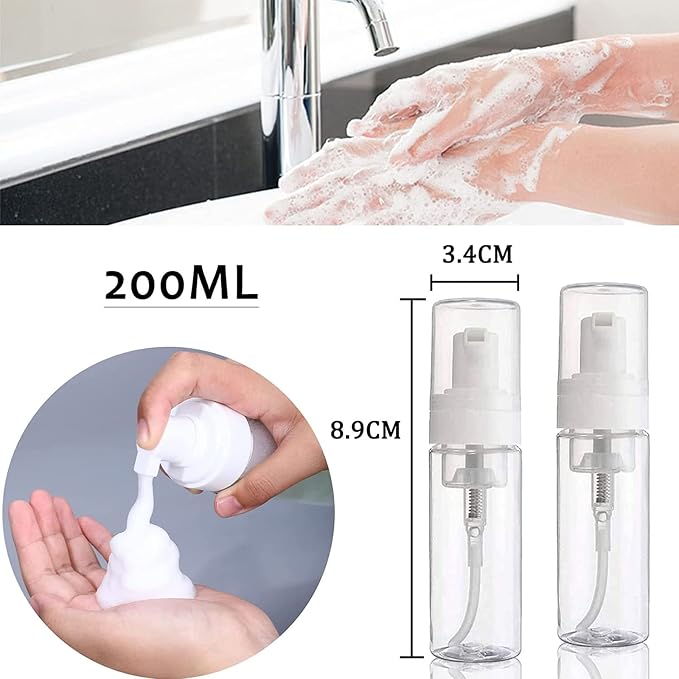 3pcs Foam Bottle Dispenser, Refillable Soap Dispenser with Transparent Empty Spray Bottles Foaming Hand Soap Dispenser Bottles 200ml/7OZ Foam Pump Dispenser Bottle