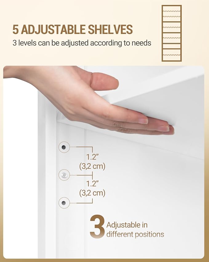 Hzuaneri Shoe Storage Cabinet,10 Tiers Farmhouse Tall Shoe Cubby Organizer | Freestanding Shoe Cabinets, Wooden Shoes Rack with Cubby, 36-40 Pairs, for Entryway, Living Room, White SR59203X