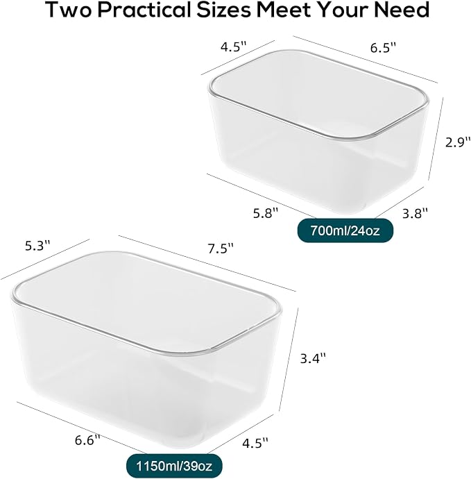 Gasbye 2-Pack Vacuum Food Containers -24oz & 39oz, Specifically designed for 𝗚𝗮𝘀𝗯𝘆𝗲 Food Sealer, Air Suction Hose Included, Leak-proof, BPA-free for Food Storage, Marinating, Freezing, Meal Prep