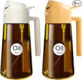YARRAMATE 2PCS 16oz/470ml Oil Sprayer for Cooking with Stickers, Food-Grade 2 in 1 Olive Oil Dispenser Bottle for Kitchen, Premium Dark AmberGlass Oil Bottle for Air Fryer, BBQ(White & Orange)