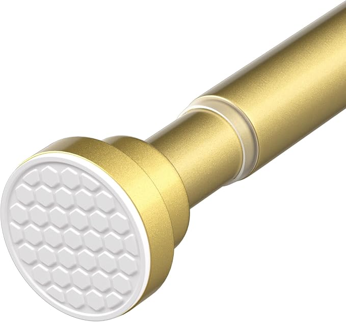 Tension Curtain Rod 30-64 Inch Gold Adjustable Curtain Rods No Drilling Expandable Pressure Spring Tension Curtain Rod 7/8" Spring Loaded Curtain Rods For Windows Bedroom Closet Doorway Door