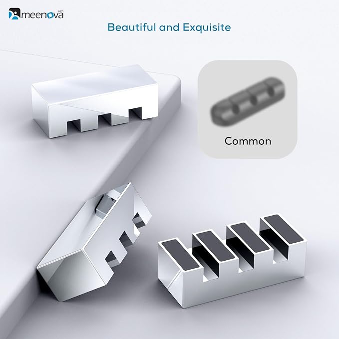 Meenova 304 Stainless Steel Weighted Cord Holder for Nightstand, Paper Weight, Letter Paperweight, 3 Hole Design, Aesthetic Desk Accessory for Office Computer Desk Charger Metal Charging Cable Holder