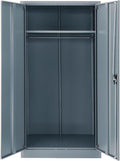 Global Industrial Wardrobe Storage Cabinet with Garment Rod, Steel Construction, Recessed Handle with Keyed Lock, 300 lbs Shelf Capacity, 36" W x 24" D x 72" H, Gray, Assembled