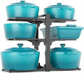 MUDEELA 6-Tier Pots and Pans Organizer under Cabinet, 13.78" Height Heavy Duty Pot and Pan Organizer Kitchen Cabinet Organization and Storage, Adjustable Pot Rack for Frying Pan, Cast Iron Skillet