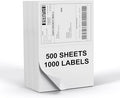 Half Sheet 8.5x5.5inch Shipping Mailing Label 1000 Counts, 2 Labels Per Sheet 8.5 x 11 for Laser & Inkjet Printer, Permanent Adhesive Label Square Corner (500 Sheets)