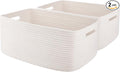 OIAHOMY Storage Basket for Shelves, Closet Cube Storage Bins Baskets for Clothes Blanket Towels, Baby Nursery, Toy Baskets Box, Woven Rope Basket, 17.72 * 12.99 * 7.87 IN, 2 Packs White