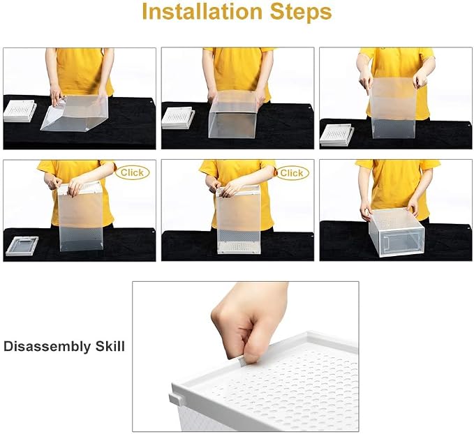 8-Piece Boot and 12-Piece Shoe Storage Box, Stackable Clear Plastic Shoe Box, Space-Saving Shoe Organizer for Boots, Sneakers, and High Heels, Clear