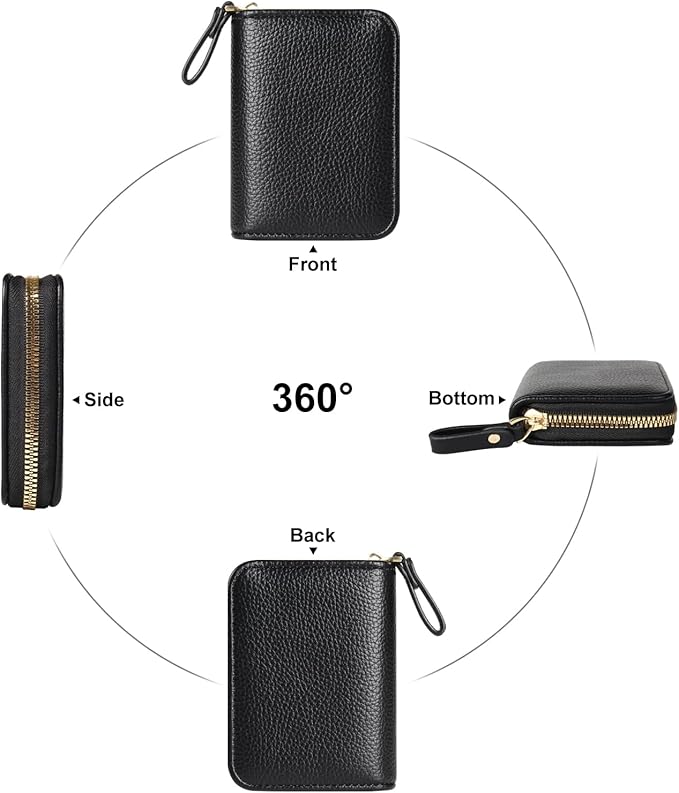 Credit Card Wallet, RFID Card Case Wallet, Zipper Card Cases Holder for Men Women, RFID Blocking, KeyChain Wallet, Compact Size Card Organizer Case for Women