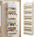 Over The Door Storage Organizer - Hanging Storage Organizer for Pantry Bedroom of Door Organizer 6 Large Pockets 12 Side mesh Pockets and 6 Bottom Panels Beige