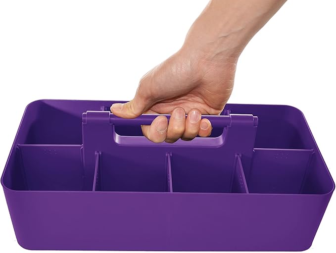 -Large Portable Caddy, DIY Dividers, 8 Compartments, School Office Supplies Home Business Organizer,Portable Basket with Handle Made in USA (4 PACK, Royal Purple)