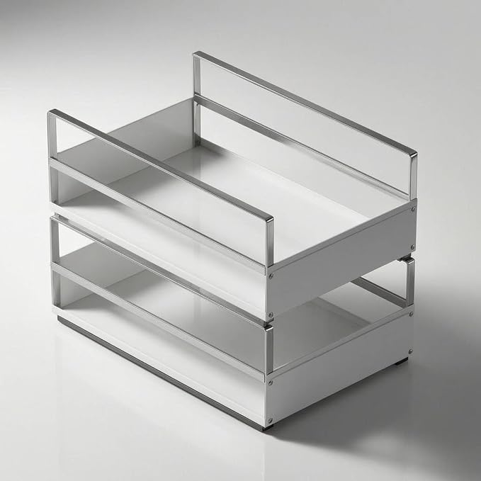Gralara Pull out Cabinet Organizer Open-Top Cabinet Drawer Basket Rectangular, Small White Pull-out Basket